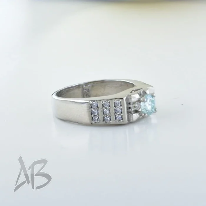 انگشتر مردانه نقره با طراحی جذاب و نگین موزانایت روشن آقابزرگ کد 202 - Image 4