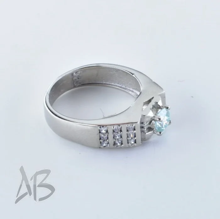 انگشتر مردانه نقره با طراحی جذاب و نگین موزانایت روشن آقابزرگ کد 202 - Image 5