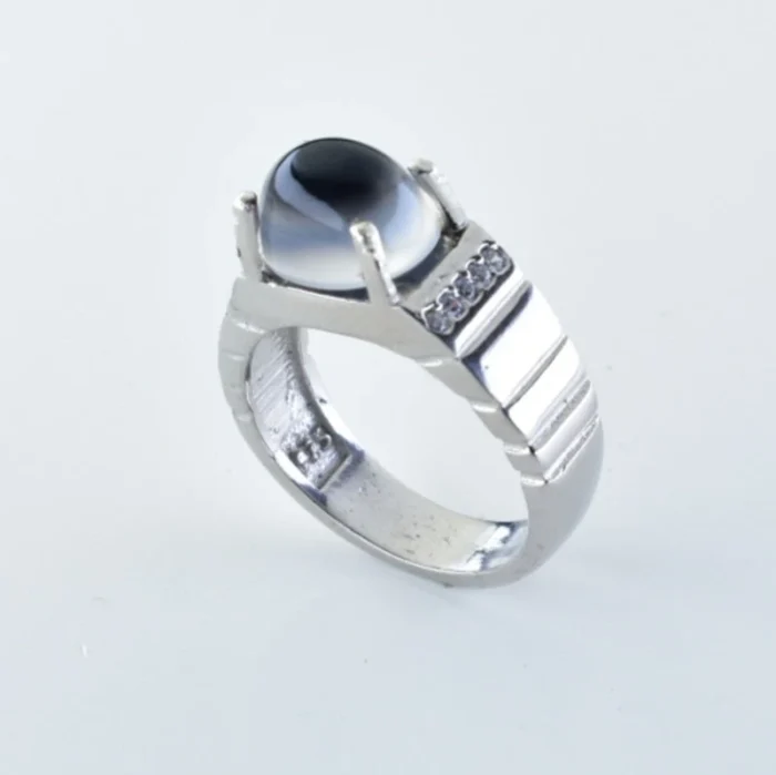 انگشتر مردانه نقره با نگین عقیق دوپوست خاص و زیبا آقابزرگ کد 204 - Image 7