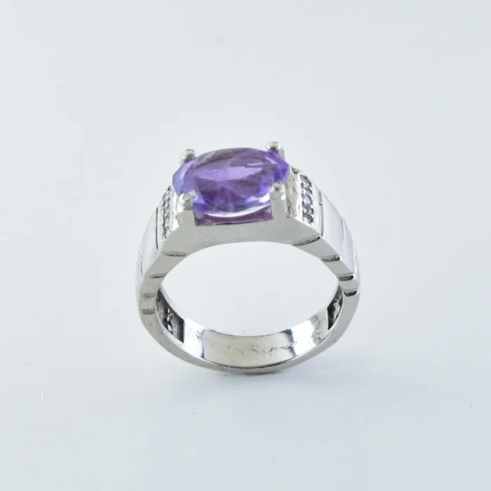 انگشتر مردانه نقره با نگین آمتیست (آماتیست) جذاب و شیک آقابزرگ کد 206 - Image 3