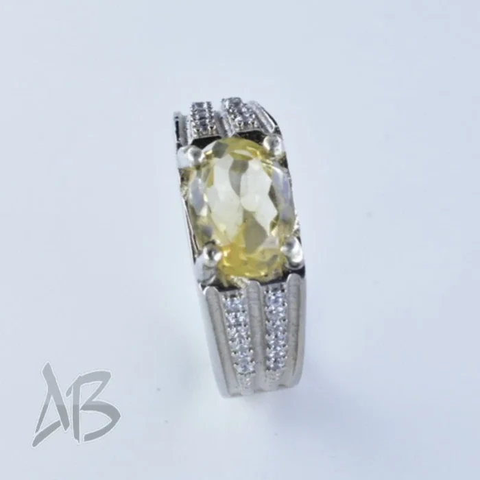 انگشتر مردانه نقره با نگین سیترین جذاب و زیبا آقابزرگ کد 207 - Image 5