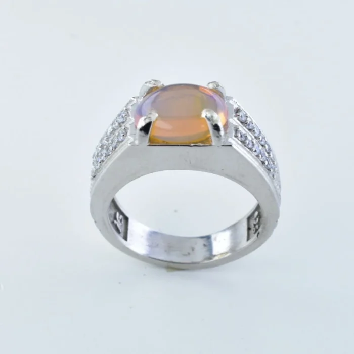 انگشتر مردانه نقره با نگین اپال بسیار زیبا کد 208 - Image 5