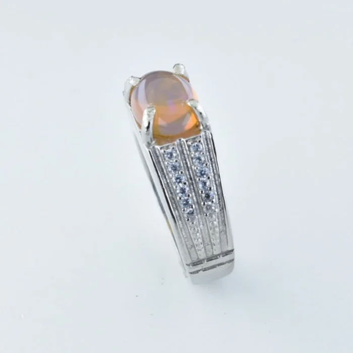 انگشتر مردانه نقره با نگین اپال بسیار زیبا کد 208 - Image 6