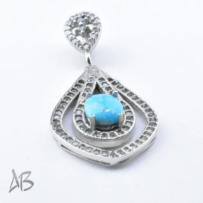 گردنبند یا مدالی نقره زنانه نگین فیروزه نیشابور اصل آقابزرگ کد Med7 - Image 4