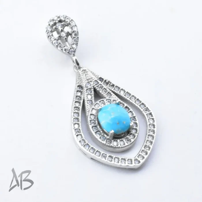 گردنبند یا مدالی نقره زنانه نگین فیروزه نیشابور اصل آقابزرگ کد Med7 - Image 5