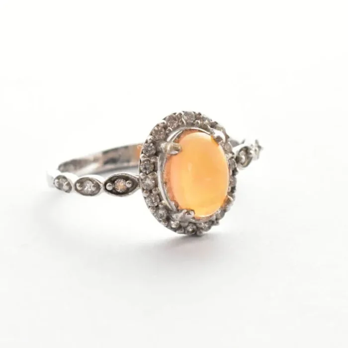 انگشتر نقره زنانه با نگین اپال معدنی، کد 533 - Image 4