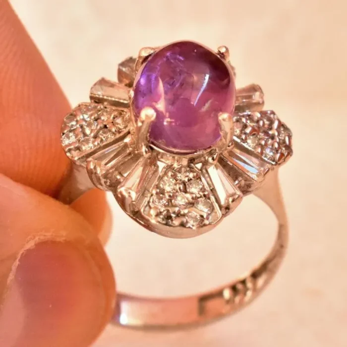 انگشتر نقره زنانه آمتیست اصل و معدنی بنفش آقابزرگ Am02 - Image 3