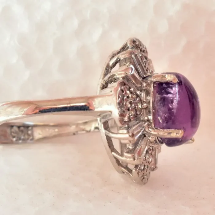 انگشتر نقره زنانه آمتیست اصل و معدنی بنفش آقابزرگ Am02 - Image 5