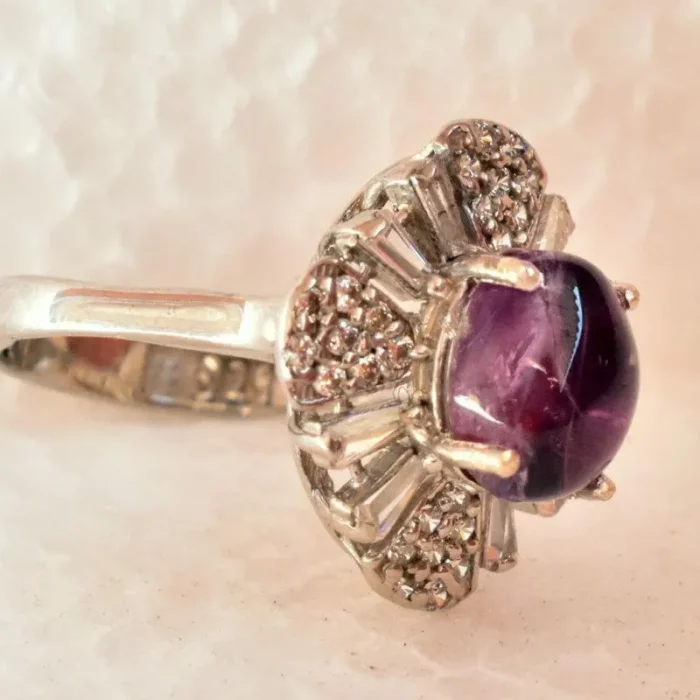 انگشتر نقره زنانه آمتیست اصل و معدنی بنفش آقابزرگ Am02 - Image 6