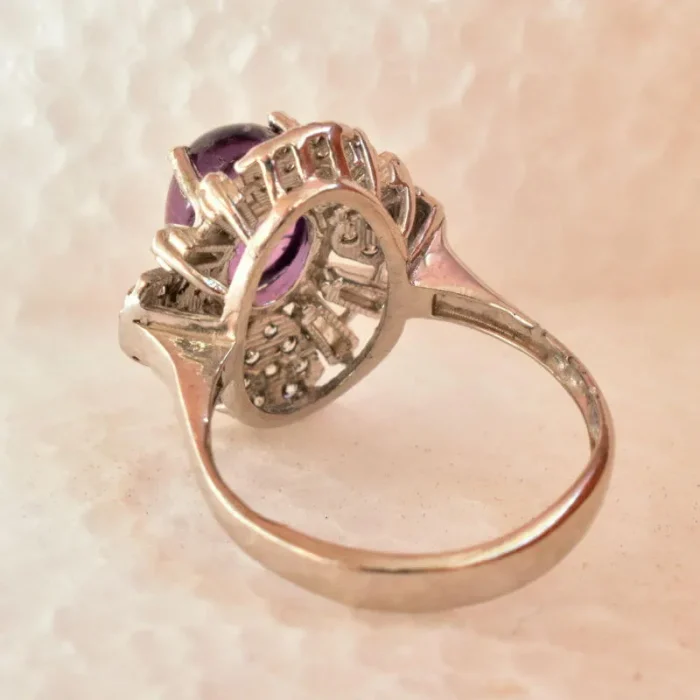 انگشتر نقره زنانه آمتیست اصل و معدنی بنفش آقابزرگ Am02 - Image 7