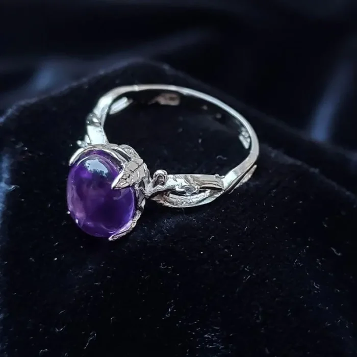 انگشتر نقره زنانه نگین آمتیست اصل بنفش آقابزرگ Am03 - Image 4