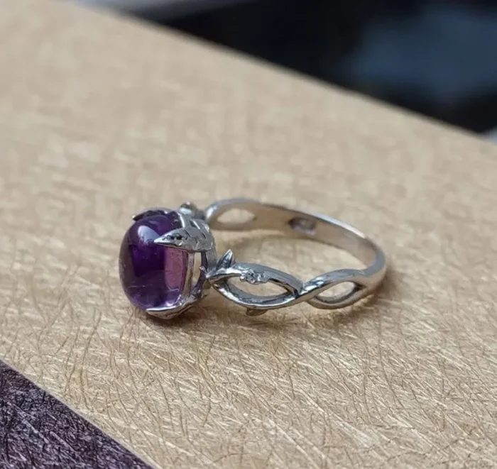 انگشتر نقره زنانه نگین آمتیست اصل بنفش آقابزرگ Am03 - Image 5
