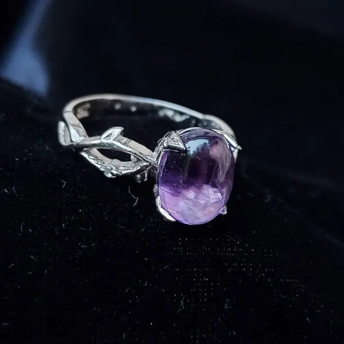 انگشتر نقره زنانه نگین آمتیست اصل بنفش آقابزرگ Am03 - Image 6