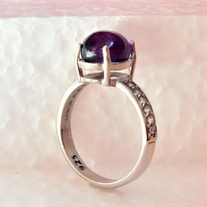 انگشتر نقره زنانه نگین آمتیست اصل بنفش آقابزرگ Am04 - Image 5