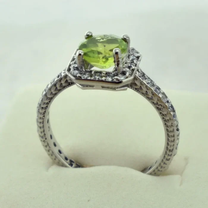 انگشتر نقره زنانه زبرجد معدنی و اصل آقابزرگ کد 500 - Image 6