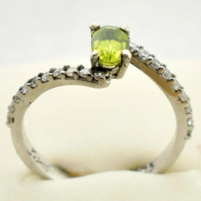 انگشتر نقره زنانه نگین زبرجد معدنی اصل، کد 508 - Image 4