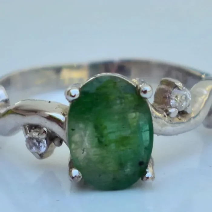 انگشتر نقره زنانه با نگین زمرد اصلی، کد 516 - Image 5