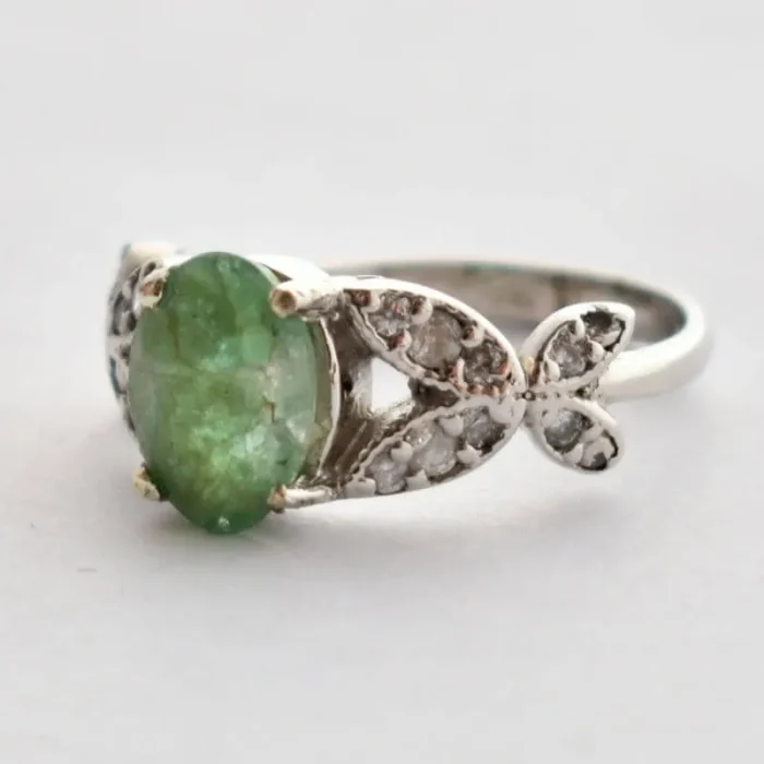 انگشتر نقره زنانه نگین زمرد اصل آقابزرگ کد 546 - Image 4