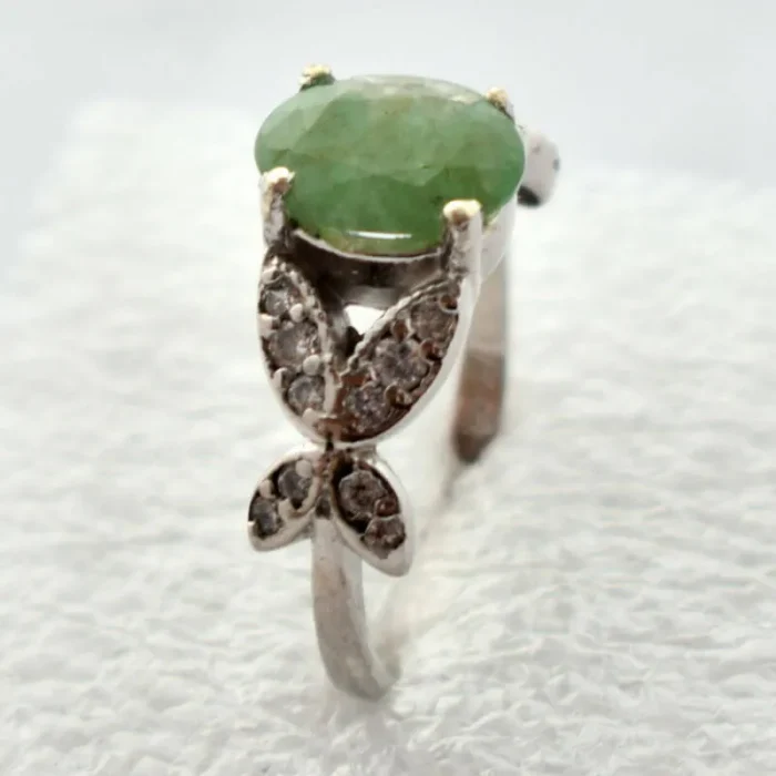 انگشتر نقره زنانه نگین زمرد اصل آقابزرگ کد 546 - Image 5