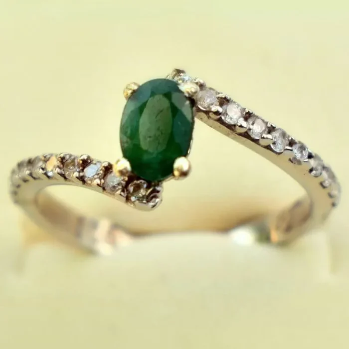 انگشتر نقره زنانه نگین زمرد اصل، کد 503 - Image 3