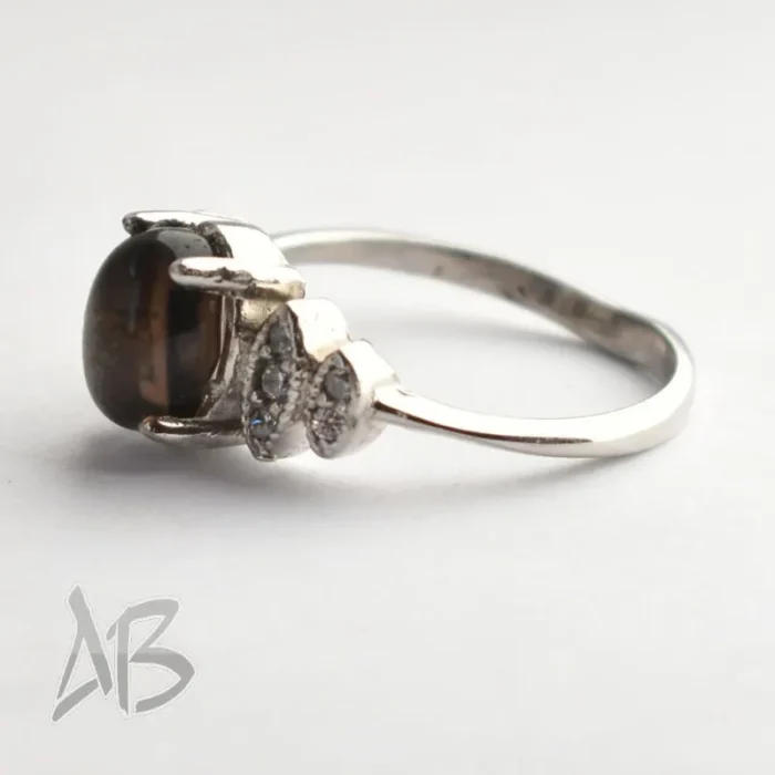انگشتر نقره زنانه اسموکی کوارتز (دودی) طبیعی بسیار شیک آقابزرگ کد 605 - Image 3