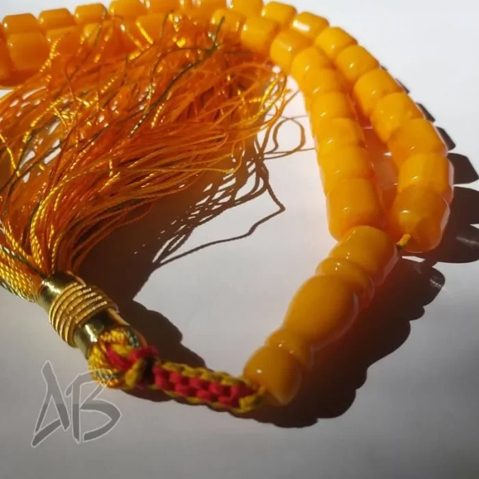 تسبیح سندلوس 33 دانه بودار کد 961 تراش قیچی زرد بسیار زیبا آقابزرگ - Image 7