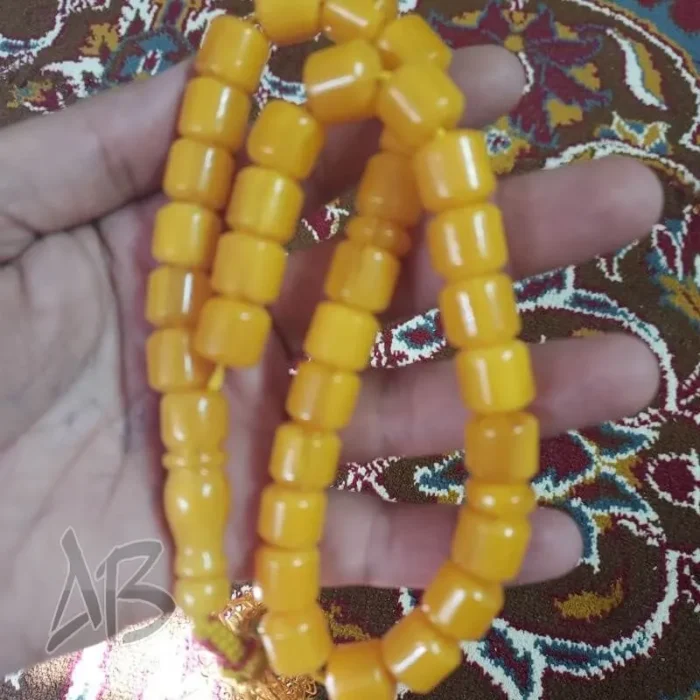 تسبیح سندلوس 33 دانه بودار کد 961 تراش قیچی زرد بسیار زیبا آقابزرگ - Image 4