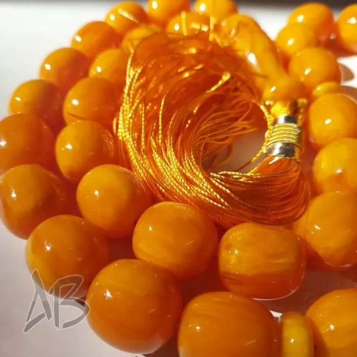 تسبیح سندلوس 33 دانه کد 962 بودار تراش برمیلی لبه گرد زرد بسیار زیبا آقابزرگ - Image 8