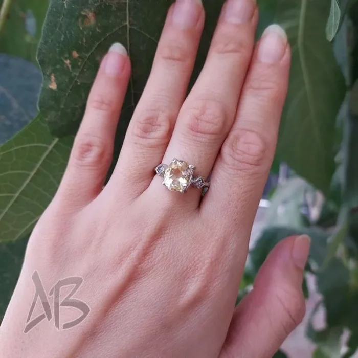 انگشتر نقره زنانه سیترین اصل بسیار زیبا آقابزرگ کد 554 - Image 6