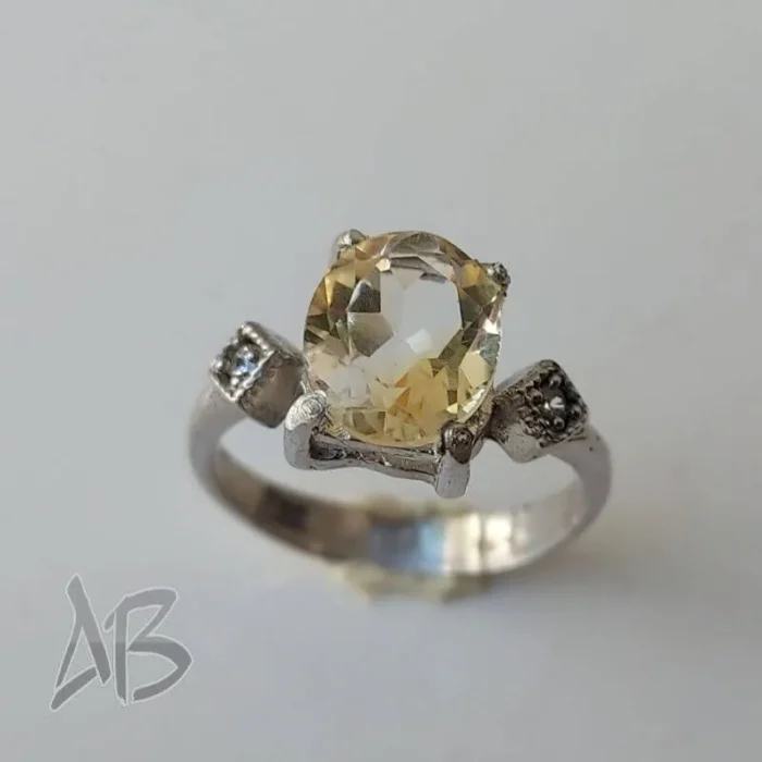 انگشتر نقره زنانه سیترین اصل بسیار زیبا آقابزرگ کد 554 - Image 5