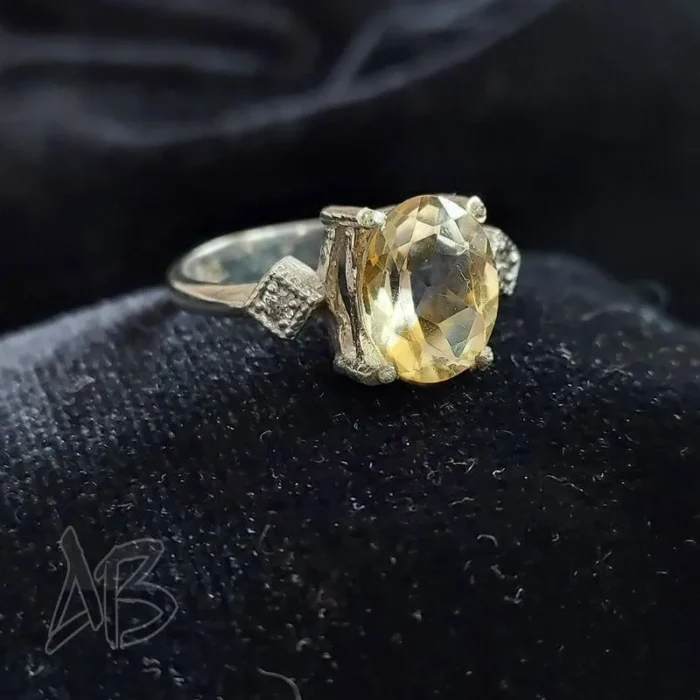 انگشتر نقره زنانه سیترین اصل بسیار زیبا آقابزرگ کد 554 - Image 3