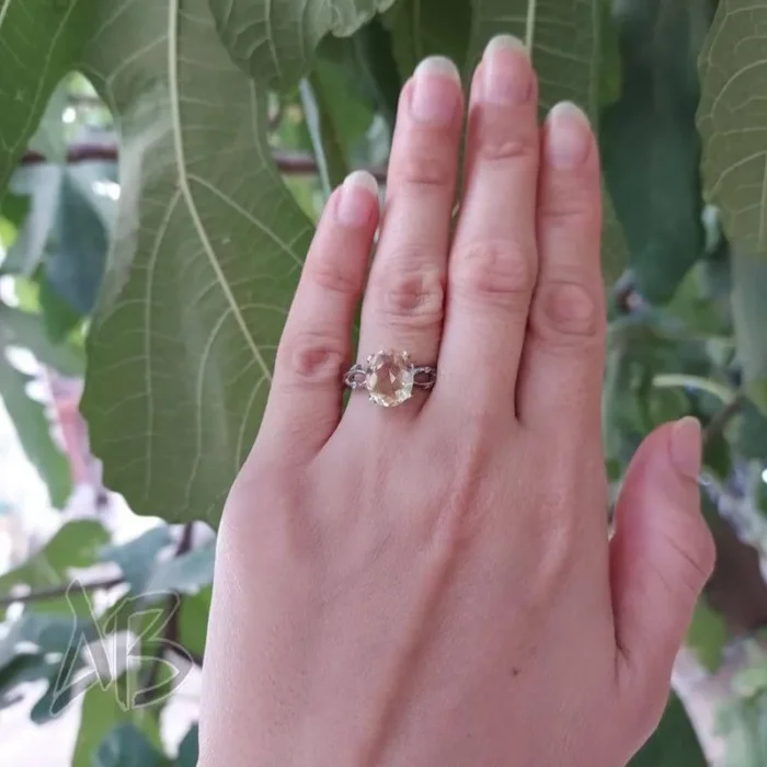 انگشتر نقره زنانه سیترین اصل دخترانه آقابزرگ کد 555 - Image 6