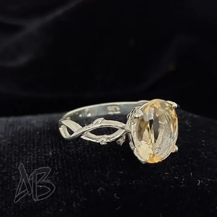 انگشتر نقره زنانه سیترین اصل دخترانه آقابزرگ کد 555 - Image 4