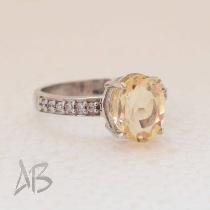 انگشتر نقره زنانه سیترین درشت برلیان کات آقابزرگ کد 578 - Image 7