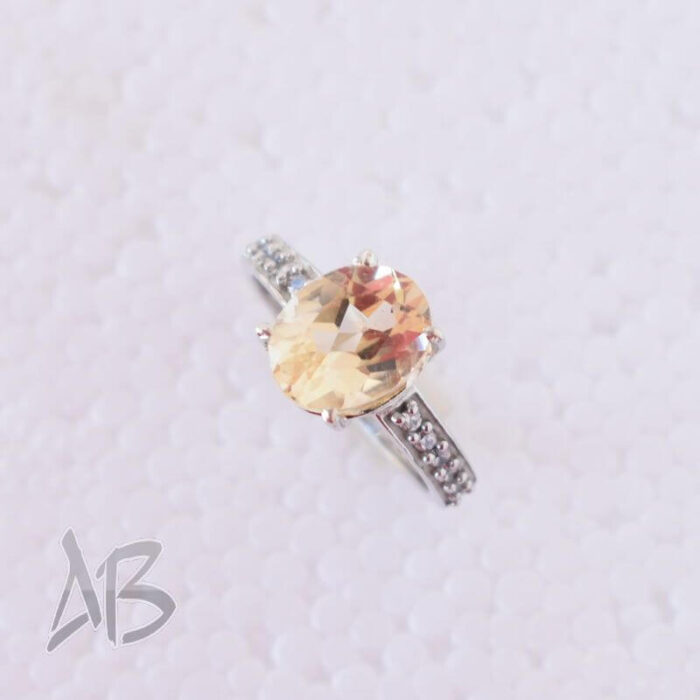 انگشتر نقره زنانه سیترین درشت برلیان کات آقابزرگ کد 578 - Image 6