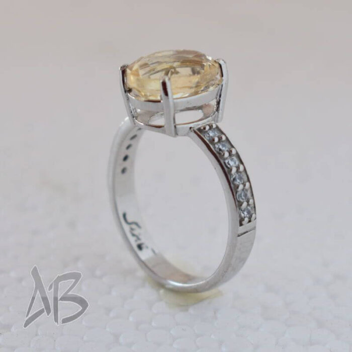 انگشتر نقره زنانه سیترین درشت برلیان کات آقابزرگ کد 578 - Image 3