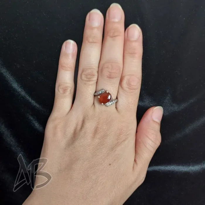 انگشتر نقره زنانه عقیق یمنی اصل آقابزرگ کد 560 - Image 3