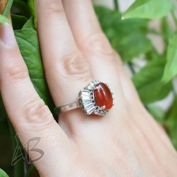 انگشتر نقره زنانه عقیق یمنی بسیار زیبا آقابزرگ کد 558 - Image 3