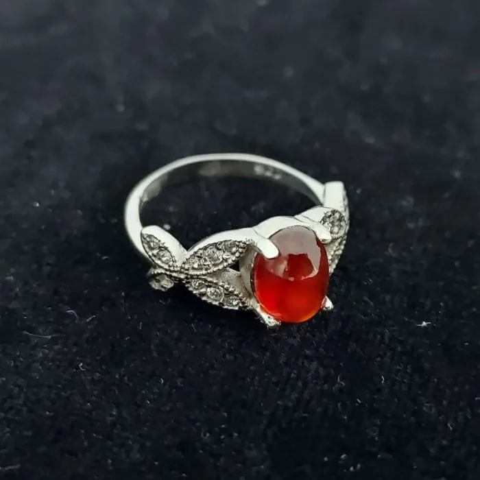 انگشتر نقره زنانه گارنت یا هسونایت اصل و معدنی آقابزرگ کد 569 - Image 4