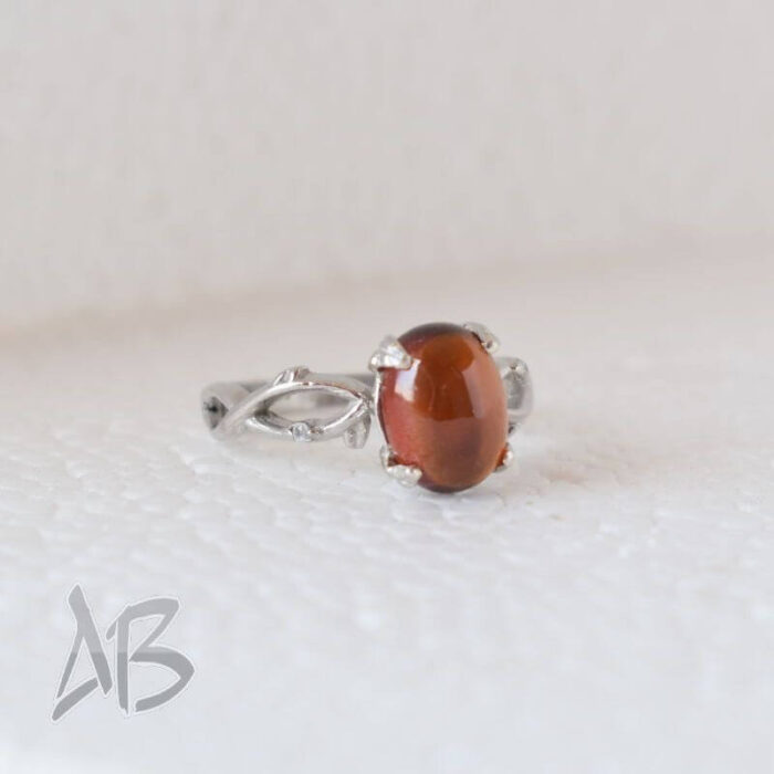 انگشتر نقره زنانه بسیار زیبا با نگین گارنت یا هسونایت اصل آقابزرگ کد 580 - Image 3