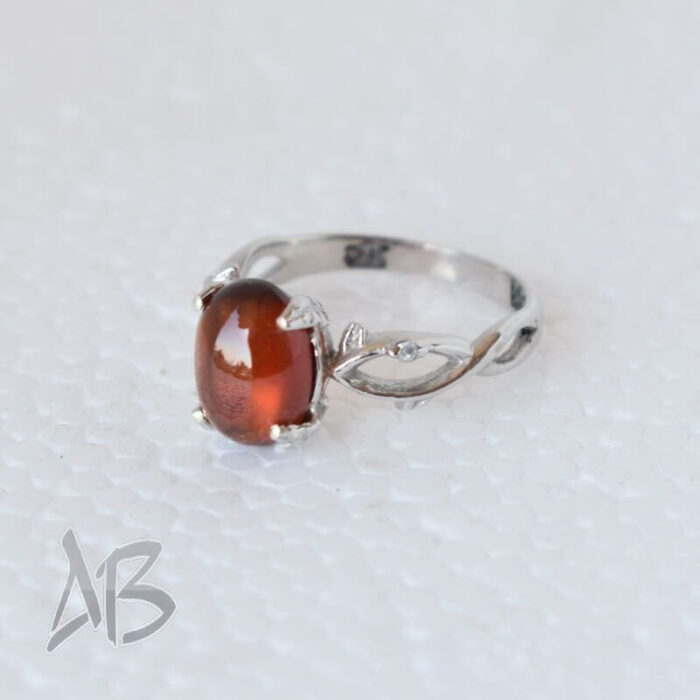 انگشتر نقره زنانه بسیار زیبا با نگین گارنت یا هسونایت اصل آقابزرگ کد 580 - Image 8