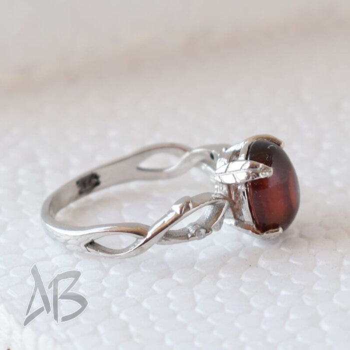 انگشتر نقره زنانه بسیار زیبا با نگین گارنت یا هسونایت اصل آقابزرگ کد 580 - Image 6