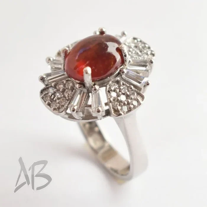 انگشتر نقره زنانه درشت با نگین گارنت یا هسونایت اصل آقابزرگ کد 603 - Image 4