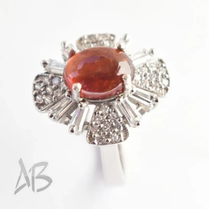 انگشتر نقره زنانه درشت با نگین گارنت یا هسونایت اصل آقابزرگ کد 603 - Image 5