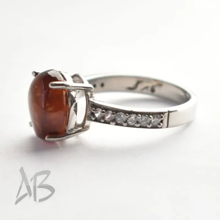 انگشتر نقره زنانه بسیار زیبا با نگین گارنت یا هسونایت اصل آقابزرگ کد 604 - Image 5