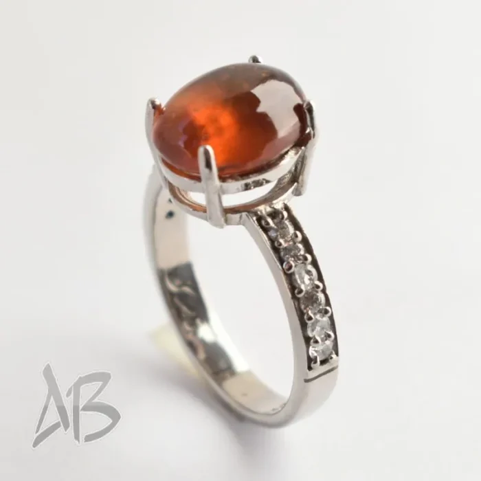 انگشتر نقره زنانه بسیار زیبا با نگین گارنت یا هسونایت اصل آقابزرگ کد 604 - Image 6