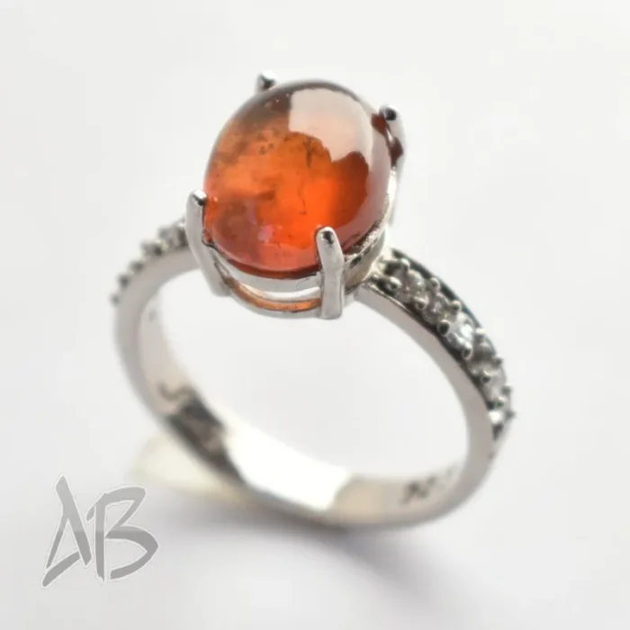 انگشتر نقره زنانه بسیار زیبا با نگین گارنت یا هسونایت اصل آقابزرگ کد 604 - Image 7