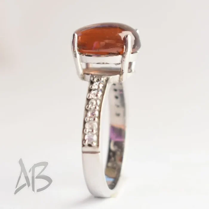 انگشتر نقره زنانه بسیار زیبا با نگین گارنت یا هسونایت اصل آقابزرگ کد 604 - Image 4