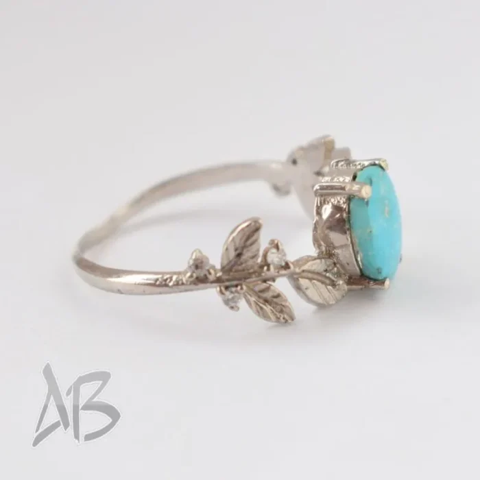 انگشتر نقره زنانه فیروزه نیشابور اصل عیار 925  آقابزرگ کد 584 - Image 7