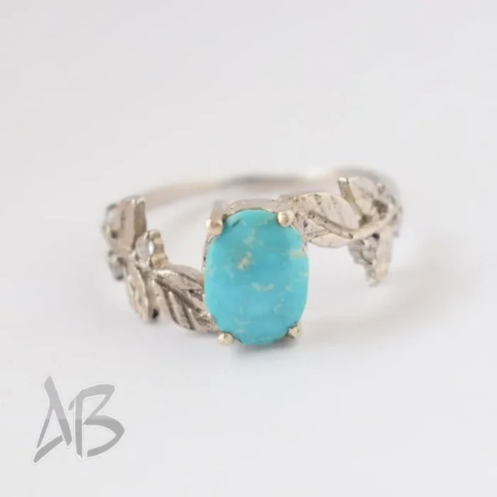 انگشتر نقره زنانه فیروزه نیشابور اصل عیار 925  آقابزرگ کد 584 - Image 3